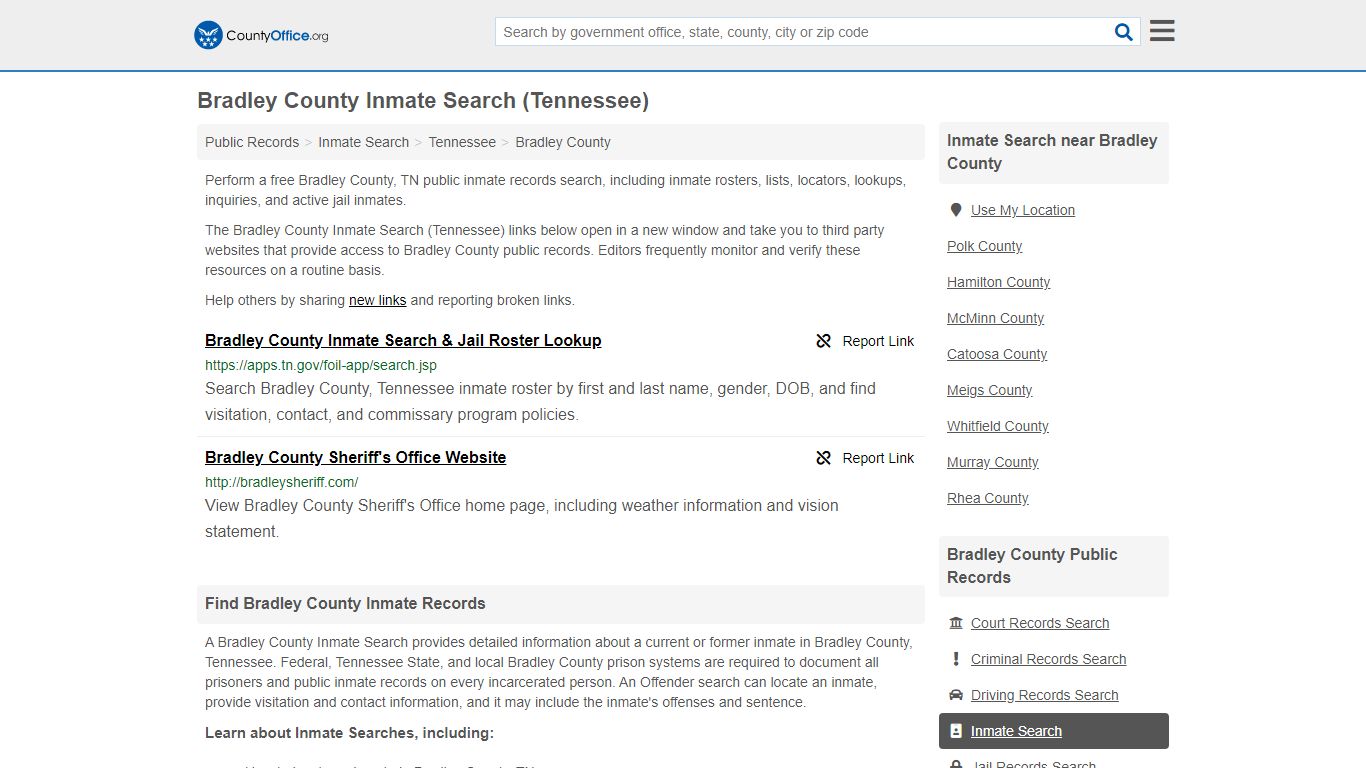 Inmate Search - Bradley County, TN (Inmate Rosters & Locators)